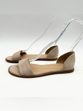 J Crew Hayes Suede Leather Slip-on Sandals Flats Closed Heel Nude Size 9